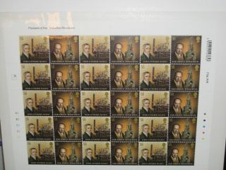 Full Sheet Of Thirty 56p Stamps Pioneers Of The Industrial Revolution T/l & Cyl