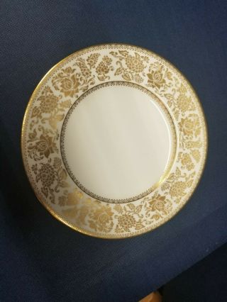 Wedgwood Gold Damask Bone China Dessert Plates Set Of 4 England