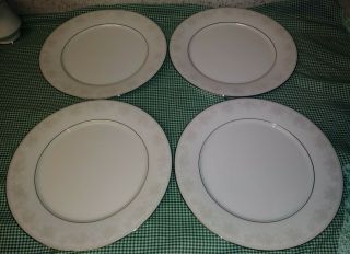 4 Noritake 2883 Misty Dinner Plates White Gray Floral Contemporary Fine China EX 2