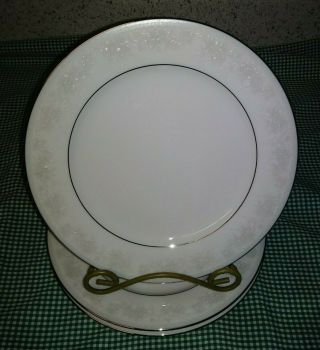 4 Noritake 2883 Misty Dinner Plates White Gray Floral Contemporary Fine China EX 3