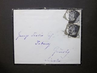 Gb Cornwall 1884 Qv 1/2d X2 Envelope Penzance Squared Circle Pmks To Grimsby