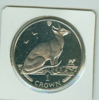 1992 Isle Of Man 1 Crown Siamese Cat Coin Unc