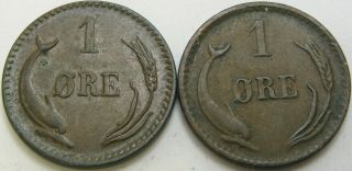Denmark 1 Ore 1886/1888 - Bronze - 2 Coins - 2808 ¤