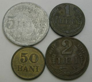 Romania 50 Bani & 1,  2,  5 Lei 1947 - 4 Coins.  - 2485