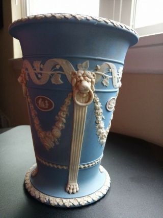 Wedgwood Jasperware Light Blue And White Spill Vase England