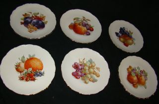 Schumann Arzberg Bavaria Germany Fruit Plates Porcelain Gold Trim 7.  5 " Vtg Set 6