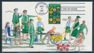 2251 " 22c Girl Scouts " On Handpainted Fdc Cachet By Ham Bv1014