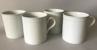 Crate & Barrel Staccato White Embossed Mug Set Of 4