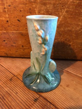 Roseville Pottery Wincraft Blue Art Deco Ceramic Vase 281 - 6