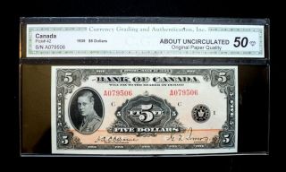 1935 Bank Of Canada $5 Dollars Osborne & Towers C.  G.  A.  Au - 50 Opq Bc - 5