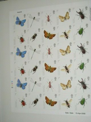 Full Sheet Of Thirty 2008 Insects Stamps Traffic Light & Cylinder