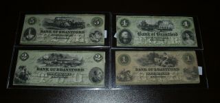 Remarkable Set Of Bank Of Brantford Obsolete Notes - $1,  $2,  $4,  $5