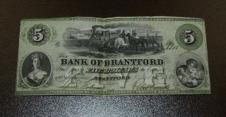 Remarkable Set of Bank Of Brantford Obsolete Notes - $1,  $2,  $4,  $5 2