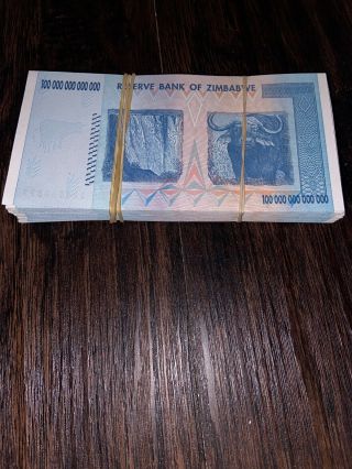 100x 100 Trillion Dollar Banknote From Zimbabwe 2008. 2