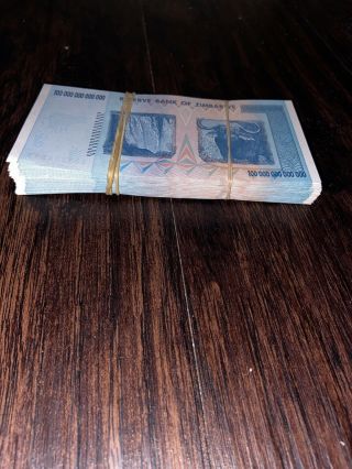 100x 100 Trillion Dollar Banknote From Zimbabwe 2008. 3