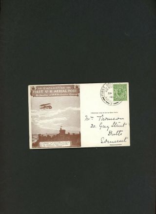 1911 First Uk Aerial Post Brown Postcard 9 - 9 - 11 Special Handstamp
