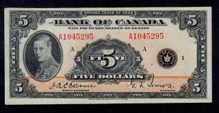 Canada 5 Dollars 1935 English Text Pick 42 Vf - Xf.