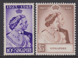Singapore Stamps 1948 King George Vi Silver Wedding High Value Unmounted