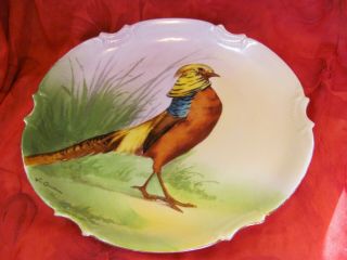 Limoges Coronet France Game Bird Gold Pheasant Charger Plate Signed L.  Coudert
