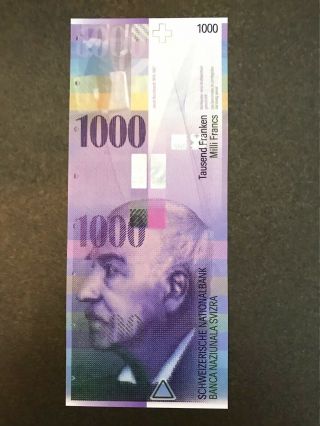 Switzerland 1000 (1,  000) Francs 2012 P - 74 Unc Swiss National Bank Pristine
