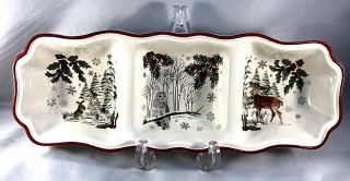 Better Homes Gardens Heritage Winter Forest Coll Divided Relish Tray Server 15 "
