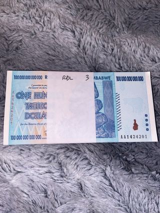100 Xzimbabwe 100 Trillion Dollars 2008.  Uncirculated And In Chronological Order