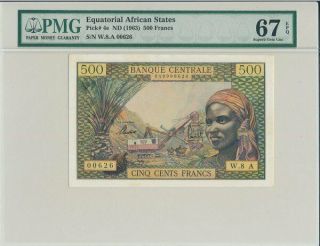 Banque Centrale Congo 500 Francs (1963) Equatorial African States Pmg 67epq