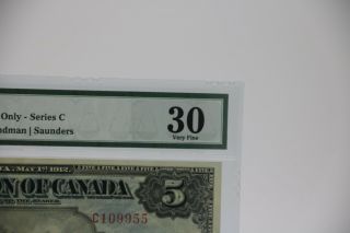 1912 Dominion Of Canada 5$ DC - 21g VF - 30 Graded by PMG Very good looking Banknote 2