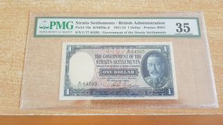 Straits Settlements 1 Dollar 1934 Pmg 35 No Remarks Key Date Rare Year