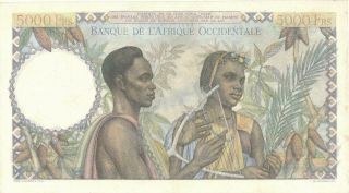 French West Africa 5000 Francs Currency Banknote 1950 XF 2