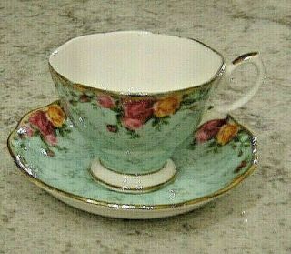 Royal Albert Old Country Roses Peppermint Damask Cup And Saucer England