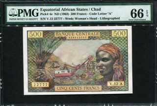 Equatorial African States 1963,  500 Francs,  P4e,  Pmg 66 Epq Gem Unc