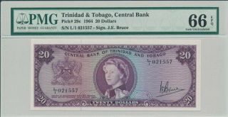 Central Bank Trinidad & Tobago $20 1964 Pmg 66epq
