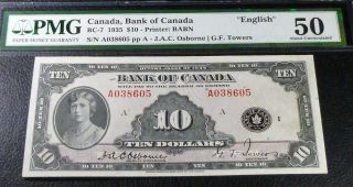 Canada 1935,  Bank Of Canada $10 Pmg 50 - About Uncirculated