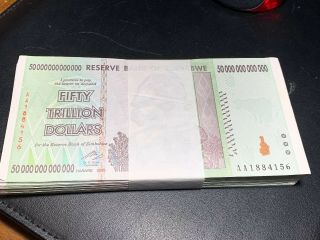 100 X 50 Trillion Zimbabwe Uncirculated 2008 Series Bundle Aa - /100 Trillion