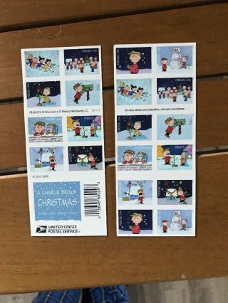 Us Scott 5021 - 5030 Charlie Brown Christmas,  Booklet Of 20,  Mnh 2015