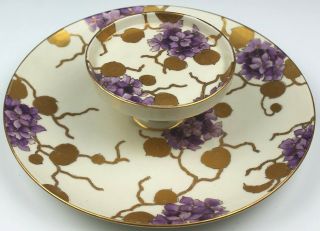 Vienna Austria Hand Painted Porcelain Floral Gold Gilt Dessert Cookie Tray Asa