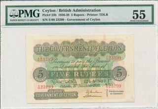 Government Of Ceylon Ceylon 5 Rupees 1938 Pmg 55