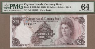 Cayman Islands: 25 Dollars Banknote,  (unc Pmg64),  P - 4,  Scarce,  1971,