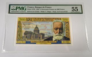 1959 5 Nouveaux On 500 Francs Banque De France Note - Pmg Au 55 Epq