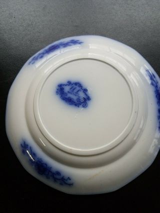 B 8 ANTIQUE C1840 W.  ADAMS & CO FLOW BLUE TONQUIN IRONSTONE CABINET DINNER PLATE 2