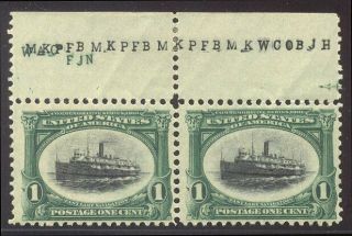 U.  S.  294 Nh Pair - 1901 1c Pan American ($80)