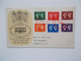 Gvi 1940 Stamp Centenary Set On Rps First Day Cover Red X Exhibition Shs Cat £60