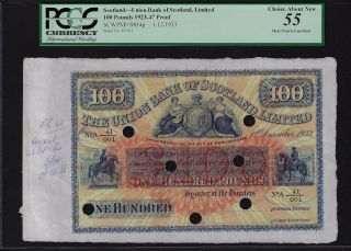 Scotland 100 Pounds 1 - 12 - 1933 Ps814p Proof About Uncirculated