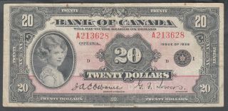 1935 Bank Of Canada 20 Dollars Bank Note