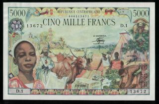 P - 11 Central African Republic 5000 Francs 1980 Gem Unc