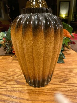 Pottery Craft Usa 9” Vase Vintage Mid Century Modern In Brown Two Tone Glaze