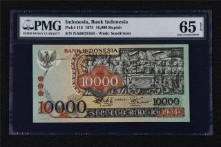 1975 Indonesia Bank Indonesia 10000 Rupiah Pick 115 Pmg 65 Epq Gem Unc