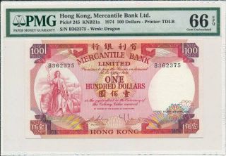 Mercantile Bank Ltd.  Hong Kong $100 1974 Pmg 66epq