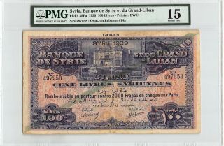 Syria,  Bank De Syrie Et Du Grand - Liban 1939 P - 39fa Pmg Choice Fine 15 100 Livres